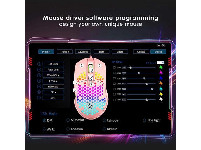 Ergonomic Lightweight Gaming Mouse Wired Honeycomb Hollow RGB Streamer 4000  DPI Programming Optical Sensor Pixert 3325 78G Gaming Mice for PC X-BOX PS4  Gamer 