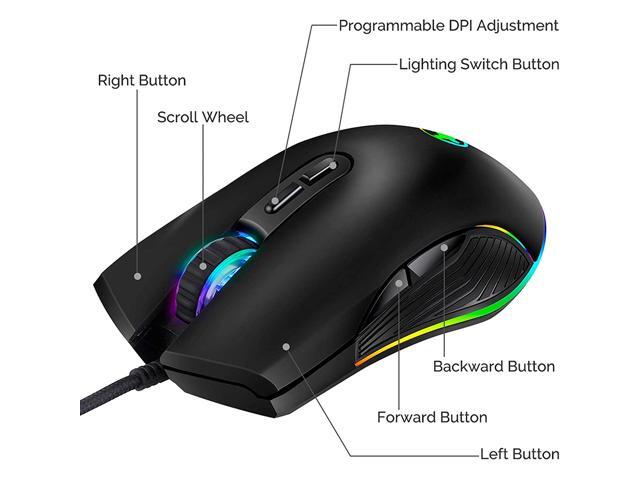 USB C Type C Mouse, Wired USB C Mice Gaming Mouse Ergonomic 4 RGB ...