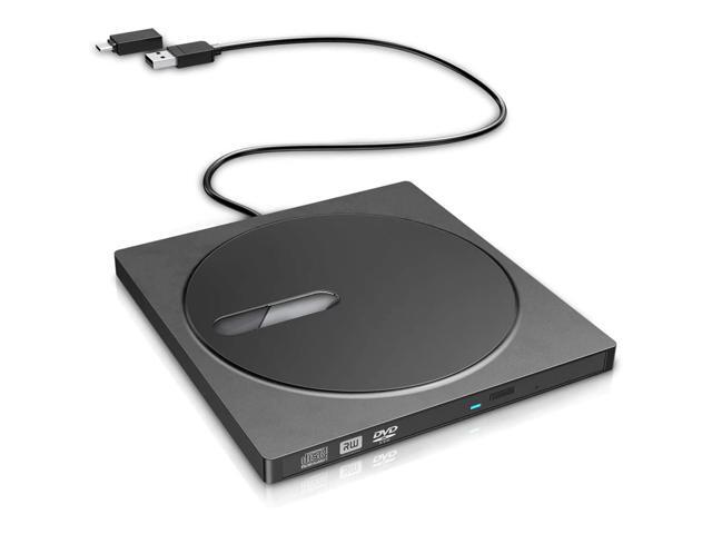 [Upgraded] External CD/DVD Drive for Laptop Desktop PC, CD DVD Drive Rewriter Burner Player USB 3.0 Type-C Portable CD/Dvd +/-Rw Drive Slim Dvd/CD Rom Superdrive for Mac Windows 10 8 7 XP OS