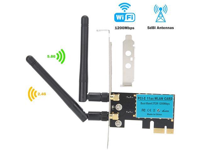 Wireless Adapter PCI‑E Network Card Dual‑Band 2.4G/5.8G Desktop Computer Built‑in Wifi Adapter AC1200M,PCI‑E Wifi Card with 1200Mbps Transmission Rate Network Card for Windows 10/Windows 8/Windows 7