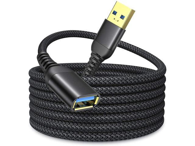 10FT USB 3.0 Extension Cable USB Type A Male to Female USB3.0 Extension Cord Durable Braided Material High Data Transfer Compatible with USB Keyboard,Mouse,Flash Drive, Hard Drive,Printer -Black