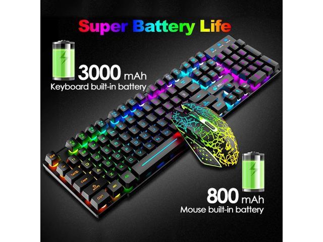 Wireless Gaming Keyboard and Mouse,Rechargeable Rainbow Backlit