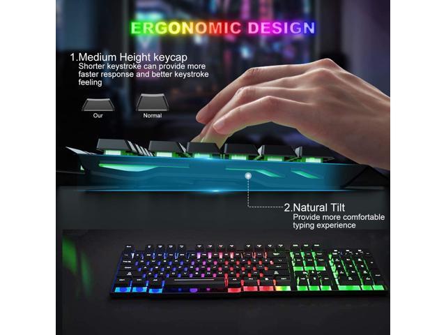 Wireless Gaming Keyboard and Mouse,Rechargeable Rainbow Backlit