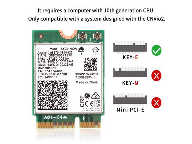 Wi-Fi 6 Network Card Intel AX201 M.2 Key E CNVio 2 WiFi Card Dual 