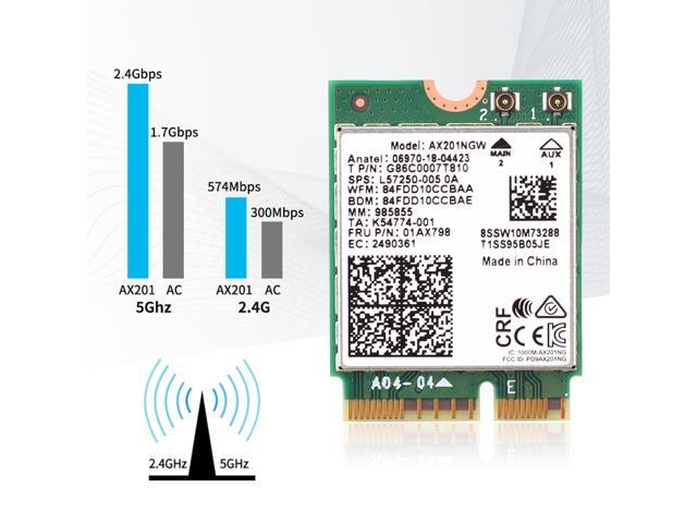 Carte Réseau pour Intel AX201NGW WIFI 6 Gigabit 2400M M.2.CNVio2