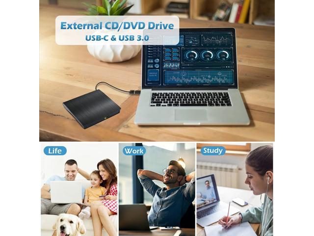 External DVD Drive USB 3.0 Type-C CD Burner Portable CD DVD +/-RW