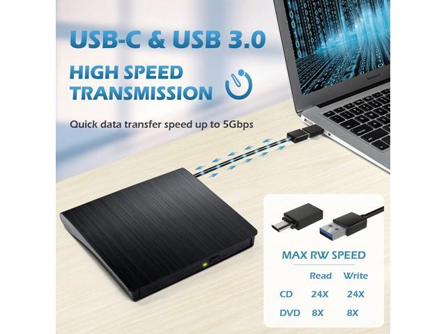 External DVD Drive USB 3.0 Type-C CD Burner Portable CD DVD +/-RW