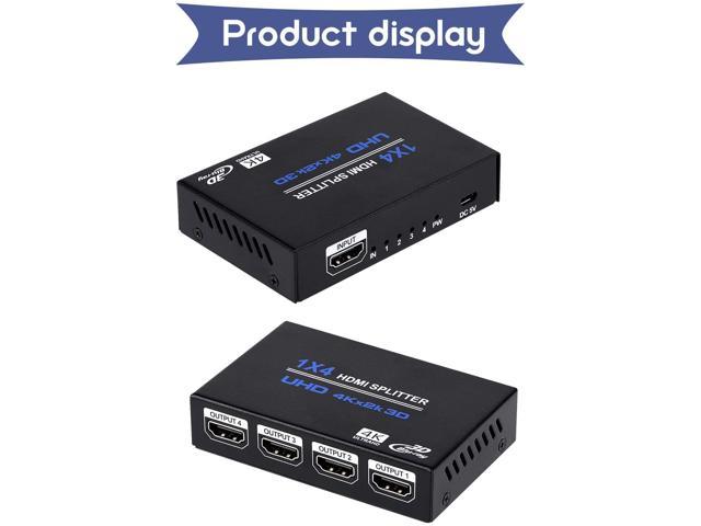 Tobo Hdmi Splitter 1x4, HDMI Splitter 1 in 4 Out, HDMI Splitter Supports  Full HD1080P 4K and 3D, Compatible with Xbox PS3/4 Roku Blu-Ray Player HDTV