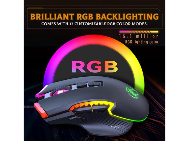 RGB Gaming Mouse Wired, 8 Programmable Buttons Computer Mouse, 6 Adjustable  DPI [1200/1600/2400/3200/4800/7200 dpi], Ergonomic Mouse with 13 Backlight  Modes Gaming Mice for Windows 7/8/10/XP Linux 