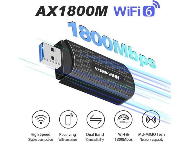 USB WiFi 6 Adapter AX1800Mbps USB3.0 Dual Band 2.4GHz/574Mbps And 5GHz ...