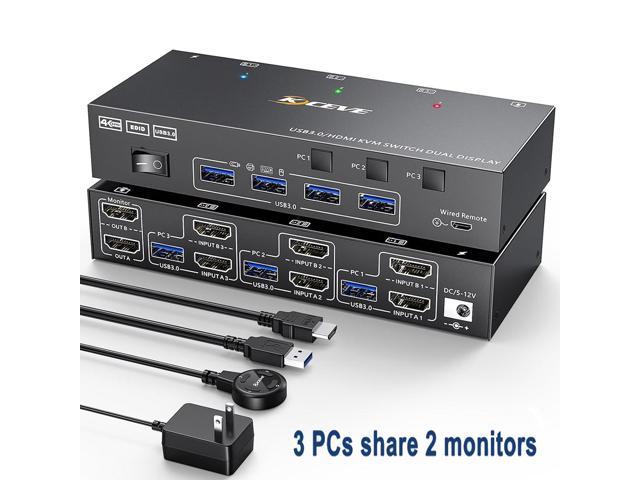 GetUSCart- USB3.0 Switcher,USB Switch 2 Computers Share 4 USB3.0 Devices 2  in 4 Out USB Kvm Switch Selector for Mouse Keyboard Printer