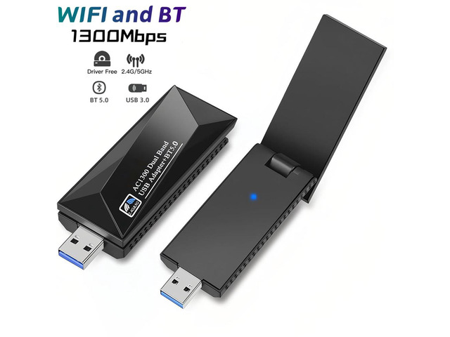 Scheda Di Rete Wireless USB 3.0 1300Mbps Dual Band 2.4/5.8GHz Con 4 Antenne, Per Windows XP/7/8/10/11, Compatibile 5G