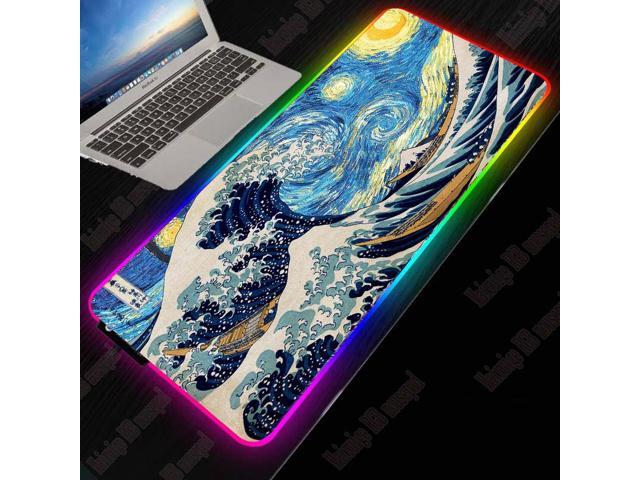 Great Waves RGB Gaming Large Mouse Pad Gamer Led Computer Mousepad Big Mouse Mat with Backlight Carpet Keyboard Desk Mat