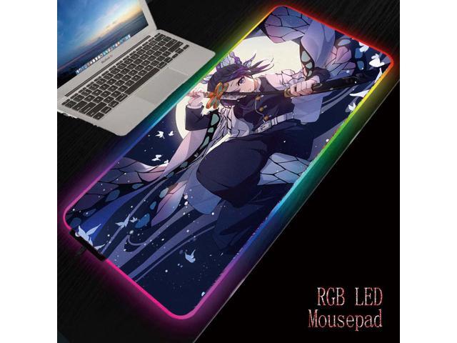 Anime Demon Slayer Kimetsu No Yaiba RGB LED Large Mouse Pad USB Wired Lighting Gaming Mousepad Keyboard Colorful Mat