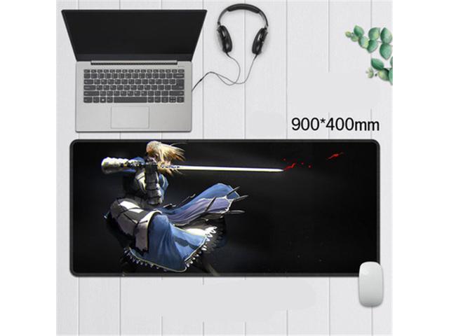 Fate Saber Large Gaming Mouse Pad Extended Durable Rubber Desk Mat  Anti-slip Mousepad with Lock Edge Desk Pad for PC Laptop (400X900X2MM)