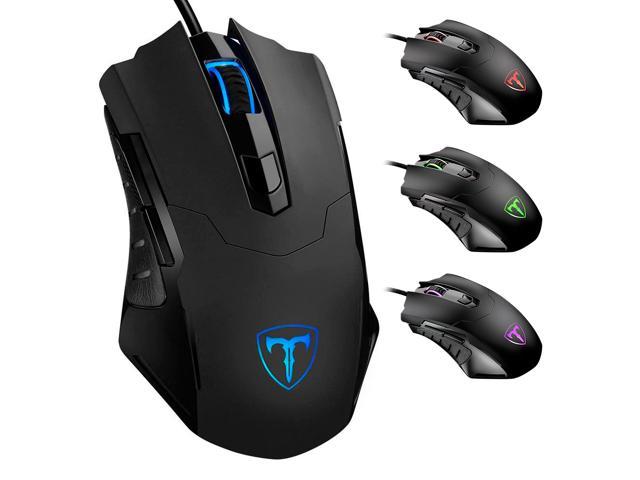 TROPRO Gaming Mouse Wired Breathing Light Ergonomic Game USB Computer Mice Multicolor Gamer Desktop Laptop PC Gaming Mouse, 6 Buttons for Windows 7/8/10/XP Vista Linux, Black