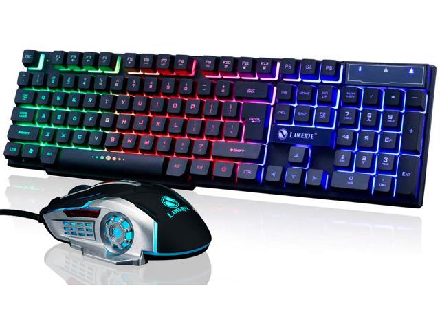 RGB Backlit Gaming Keyboard and Mouse Combo,USB Wired LED Backlight Gaming Mouse and Keyboard Set for Laptop Gaming PC Computer Work 