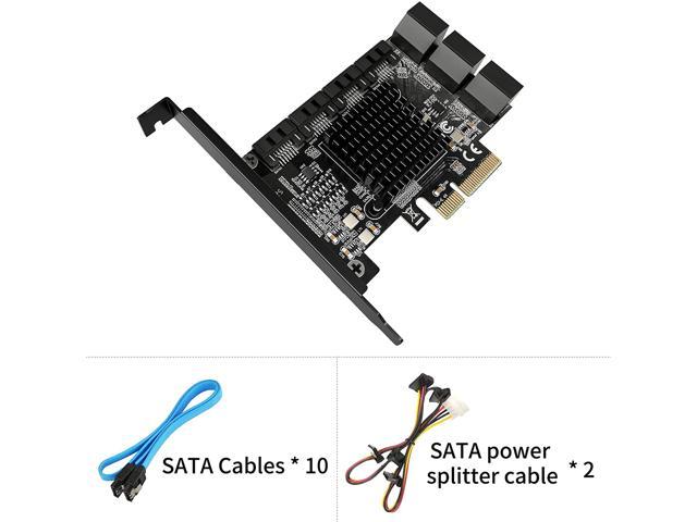 Triple chip/ 6Gbps SATA 3.0 PCIe Card,Support 10 SATA 3.0 Devices Rivo PCIe SATA Card 10 Port with 10 SATA Cables Built-in Adapter Converter for Desktop PC