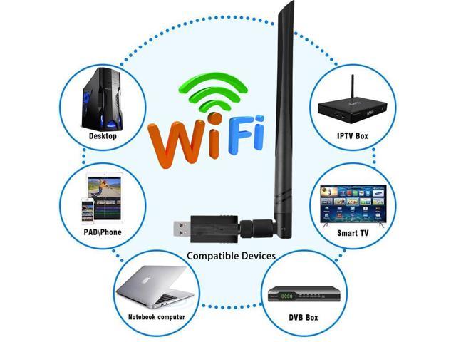 OOWOLF USB WiFi Adapter 1200Mbps Dual Band 2.4GHz/300Mbps 5.8GHz/867Mbps USB 3.0 Wireless WiFi Dongle with 5dBi High Gain Antenna for PC Mac Linux Laptop of Windows XP/Vista/7/8/10 Desktop 