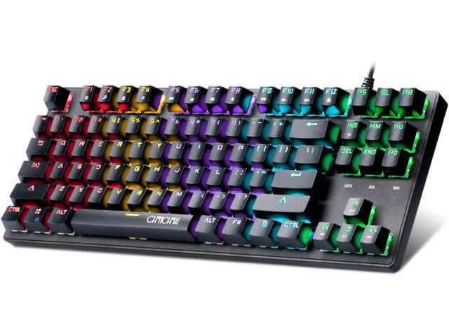 CHONCHOW RGB Compact Mechanical Gaming Keyboard,Tenkeyless 87 Keys Wired  Cherry MX Blue Equivalent Switches for Windows Mac Xbox Pc Computer Gaming  Keyboards