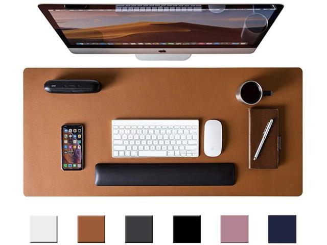 Premium Leather Desk pad with Edge Protector,Waterproof Deskpad Office Large Mouse Pad Writing Pad,Desk mat for Laptop Computer Desktop