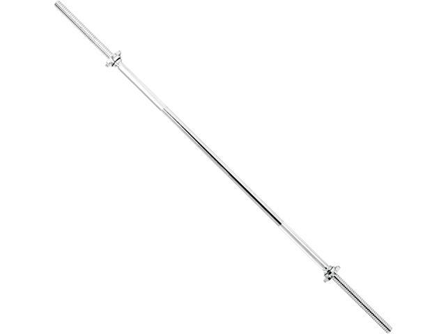 60 Inch Threaded Chrome Barbell Bar, 1 Inch Barbell Diameter with Ring Collars - STBB-60
