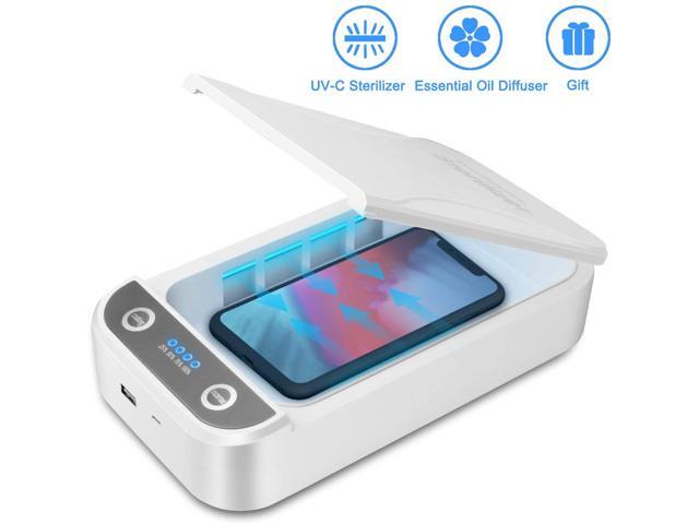Portable UV Light Cell Phone Sterilizer Phone Uv Sanitizer White Aromatherapy Function Mask Disinfector Cell Phone Cleaners UV Light Sanitzier Box