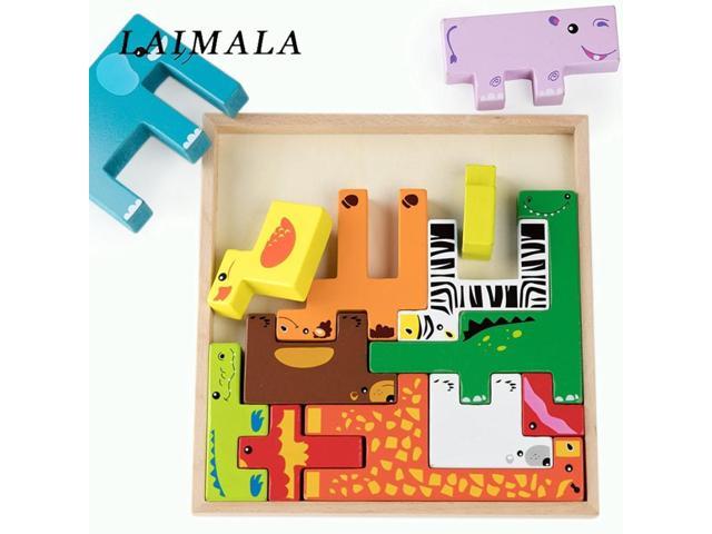 Cartoon Animal Vehicle Wood Puzzles 3D Puzzle Jigsaw Toys 