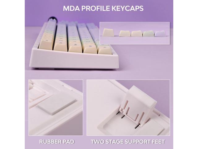 Epomaker TH66 Pro 65% Hot Swappable RGB 2.4Ghz/Bluetooth 5.0/Wired  Mechanical Gaming Keyboard with MDA PBT Keycaps, Knob Control for Mac/Win TH66 Monet, Flamingo Switch) Gaming Keyboards