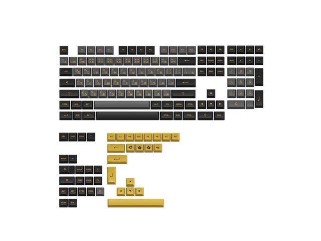 AKKO Black&Gold ASA Keycaps, 158 Keys ASA Profile Double-shot PBT ...