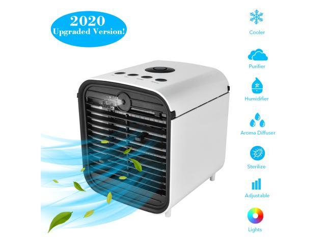Dorm Portable Air Conditioner Fan，Personal Air Cooler Silent Desktop Fan Air Cooler with 3 Speeds 7 Colors for Home Car Office Bedroom Room Camping Tent