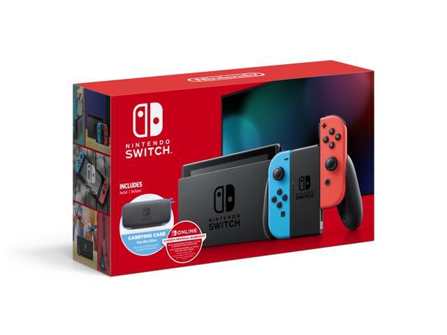 2020 Nintendo Switch™ w/ Neon Blue & Neon Red Joy-Con + 12 Month Individual Membership Nintendo Switch Online + Carrying Case