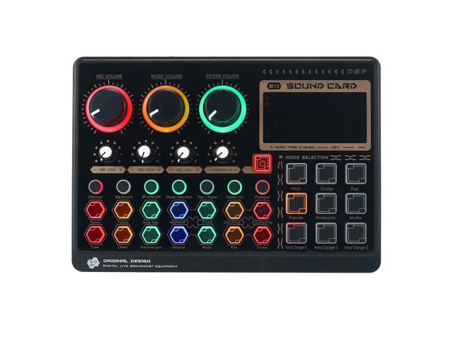 X6mini External Live Sound Card Mini Sound Mixer Board for Live Streaming Music Recording Karaoke Singing Color Backlight Buttons with 14 Special Effects BT Connection for Smartphone Laptop PC