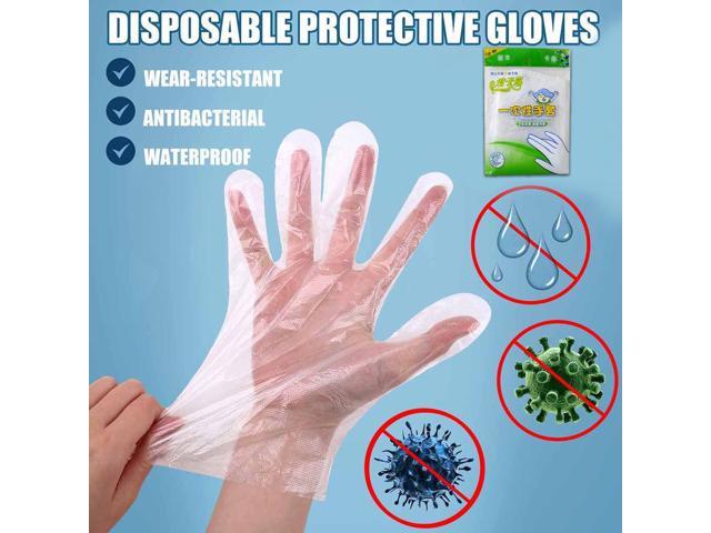 blue plastic disposable gloves