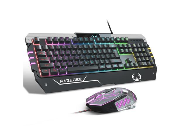 USB RGB Gaming Keyboard and Mouse Combo, GT817 104 Key Rainbow Backlit Keyboard and Mouse Set, Computer Keyboard USB Wired Mouse for Windows PC Gamers (RGB Backlit)