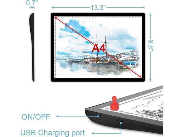 Rechargeable Tracing Light Box, LED Light Board A4 Size Portable, Slim  Tracking Pad Light Box, Light Pad for Diamond Painting Artists Drawing  Sketching Animation, Brightnes 