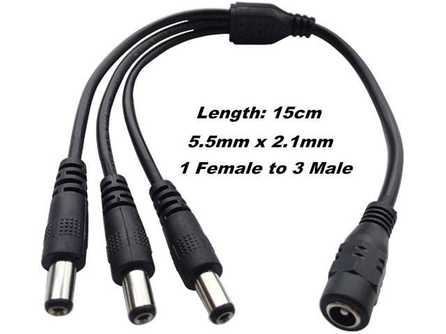 DZYDZR 3pcs 5.5mm x 2.1mm Y Splitter Cable 1 Female to 3 Male Splitter 3 Way DC Power Cable for LED Strip CCTV Camera Monitors Car 