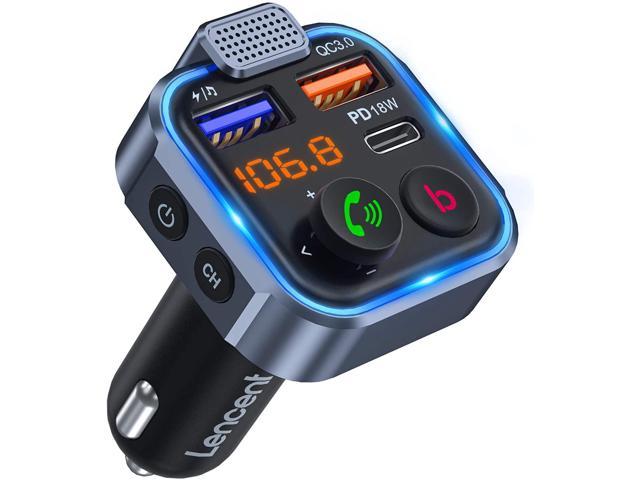 3 USB Ports Charger Support USB Driver Bluetooth 5.0 FM Transmitter for Car QC3.0+Type-C PD 18W Wireless Radio Adapter with Hands-Free Call Upgraded Newest Bass Booster Music Player Car Kit 