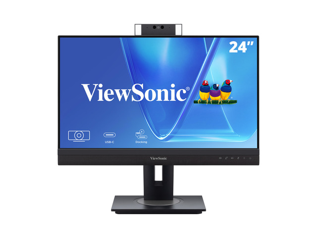 ViewSonic VG2457V 24 Inch 1080p Video Conference Docking Monitor with Windows Hello Compatible IR Webcam, Advanced Ergonomics, and 90W USB C for Home and Office