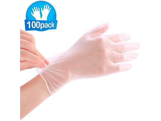 100 pcs Vinyl Gloves,Clear,Powder-Free M Size Latex-Free,Food Safe,Beauty,Home 