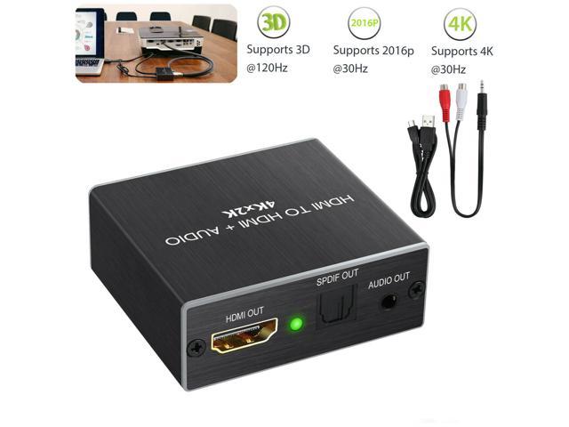 4K HDMI to HDMI Audio Converter HDMI Video Adapter Splitter Digital to Analog Stereo R/L Audio Extractor Support 4K@30Hz Full 1080P HD 3D with HDMI Cable LiNKFOR HDMI Audio Extractor 