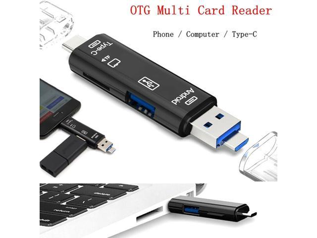 Black HEMOBLLO 2PCS 3 in 1 Type-C USB Micro USB Universal Card Reader USB2.0 TF SD Memory Card OTG Reader for Android Phone 