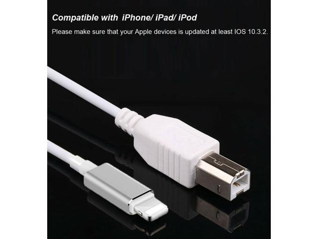 MIDI cable for i-Phone/iPad,USB 2.0 type-B to MIDI OTG cable for i Pad/i-Phone/i-Touch,work with Electronic Music Instrument/Midi Keyboard/Recording Audio Interface/USB Microphone 3.3FT, MIDI