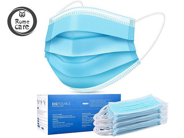 250 Pcs ROME CARE 3 Layer Disposable Face Masks Made For Daily Use Protective Masks Blue