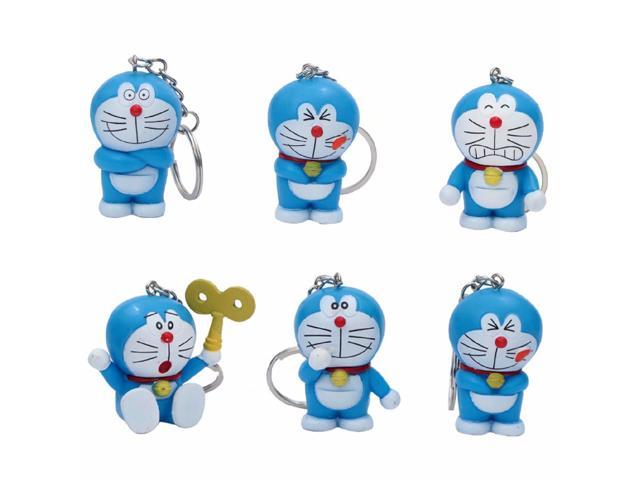 6 Pc Keyring Doraemon Dorami Cartoon Cat Solid Model Figurines Small Bell Pendant Keychain Bag Charm Newegg Com