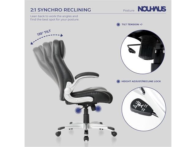 NOUHAUS +Posture Ergonomic PU Leather Office Chair. Click5 Lumbar Support, Black