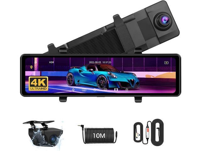 Upgraded UHD 4K Mirror Dash Cam Rear View Mirror Camera Rearview Dash Cam Front and Rear Rearview Mirror Backup Camera Dual Dash Cam w Hardwire Kit 24H Parking Monitor G Sensor HDR Parking Assistance 