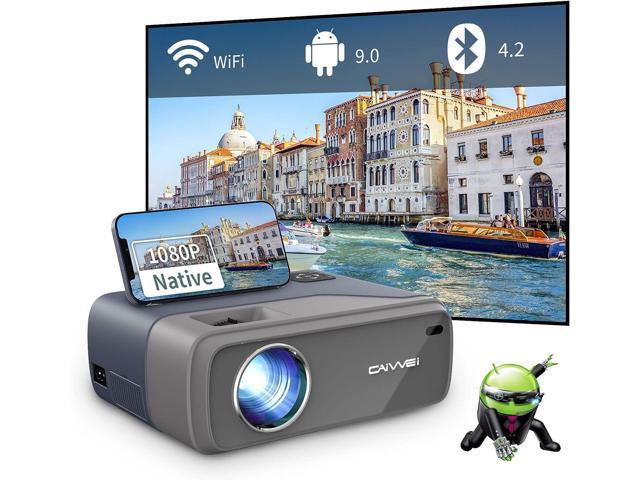  Mini Projector with Android TV, DLP and Rechargeable Battery,  WiMiUS Pico Pocket Portable Projector with WiFi Bluetooth, 360°Speaker,  1080P Support, Wireless Smart Outdoor Projector for Phone/HDMI/USB :  Electronics