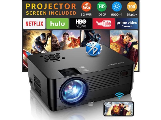 5G WiFi Bluetooth Native 1080P Projector[Projector Screen Included],  Roconia 9000LM Full HD Movie Projector, 300