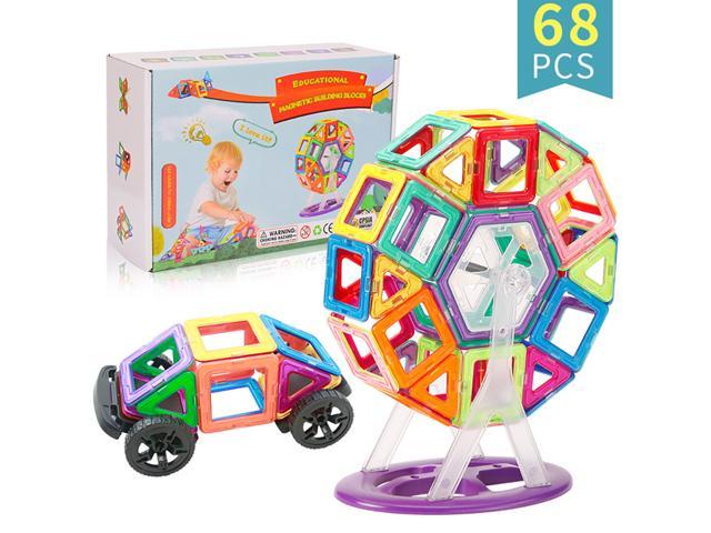 68 pcs Magnetic Blocks, Magnetic Building Blocks Set for Boys/Girls, Magnetic Tiles Educational STEM Toys for Kids/Toddlers